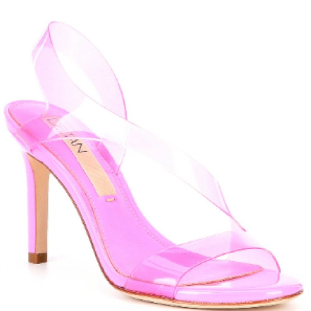 Deltan Tinsley Clear Vinyl Peep Toe Heels